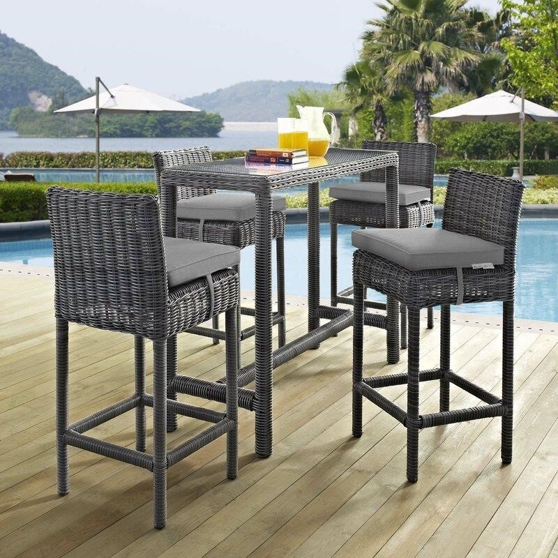 Keiran Rectangular 4 - Person 52.5'' Long Bar Height Dining Set with Cushions