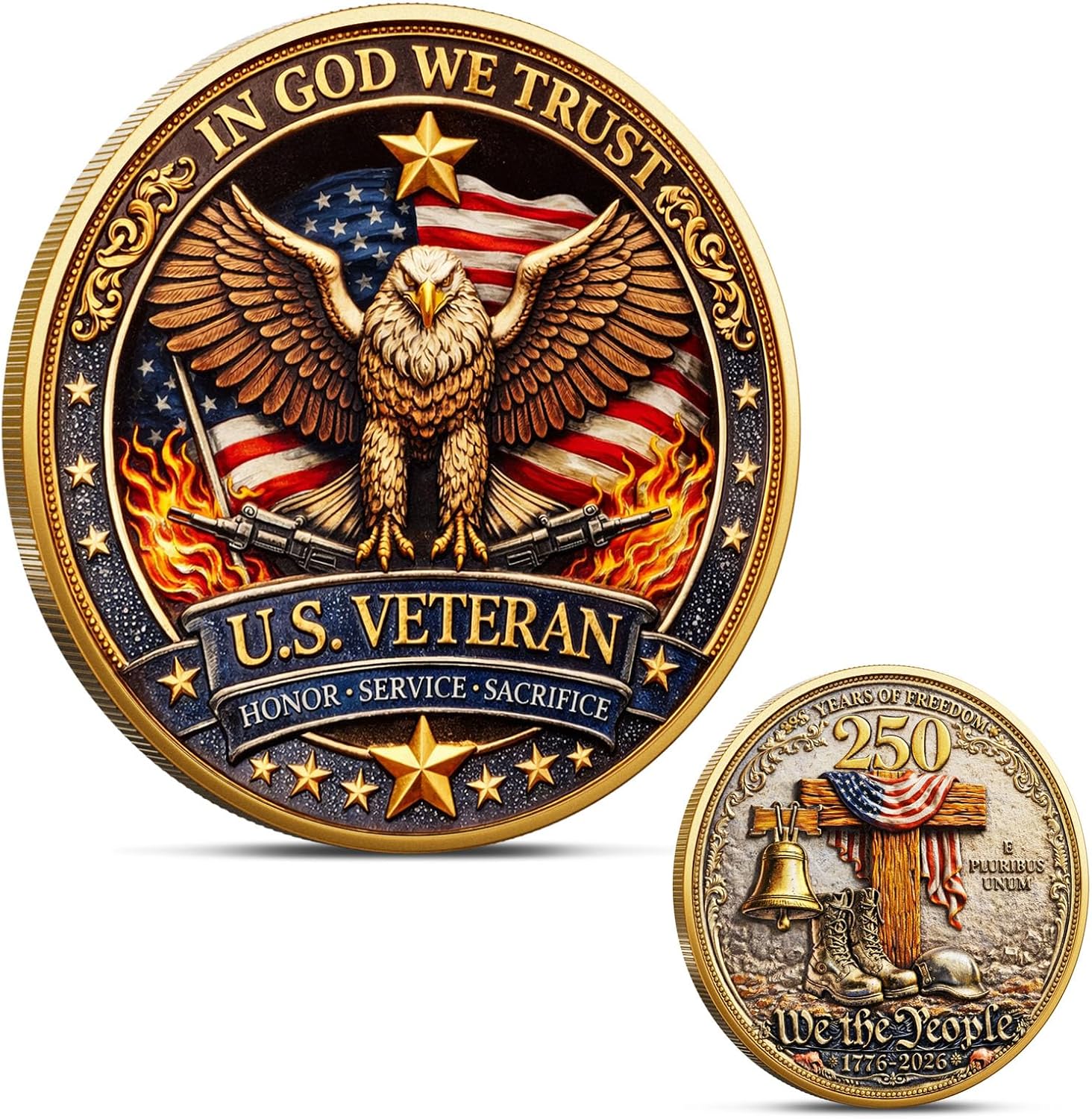 250th Anniversary U.S. Army Commemorative Coin Double-Sided High Relief Design 1775-2025 Military Collector Coin Veteran Gift Patriotic Metal Challenge Coin (Army)