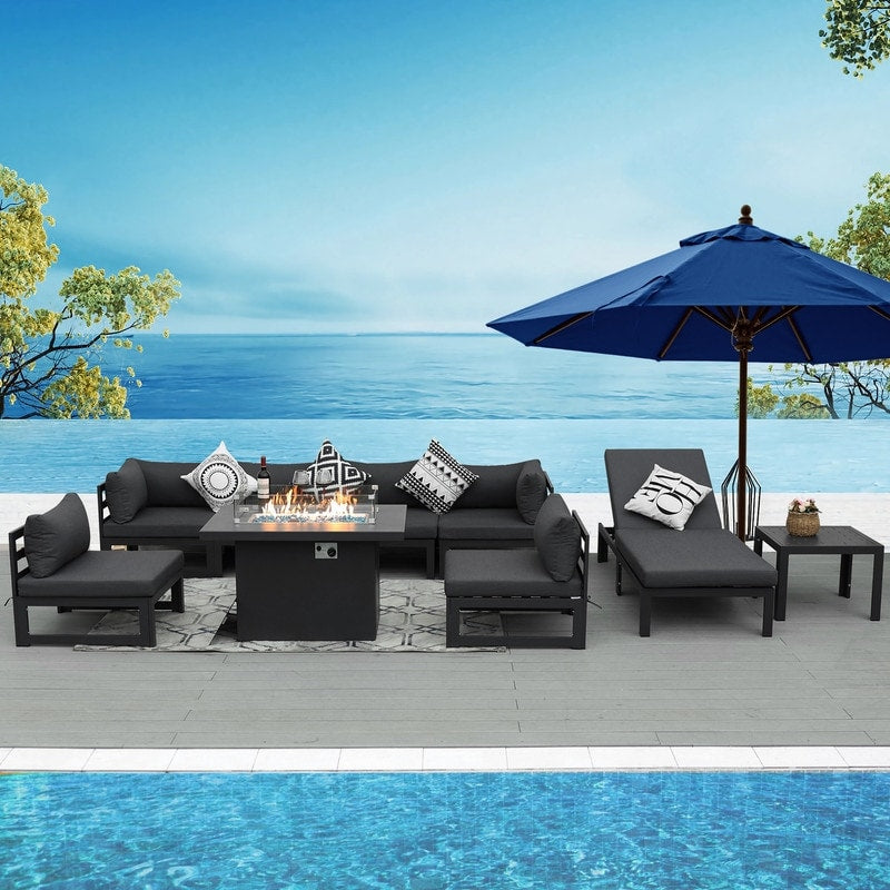 FINCATI Aluminum Outdoor Patio Furniture Conversation Sectional Sofa Set