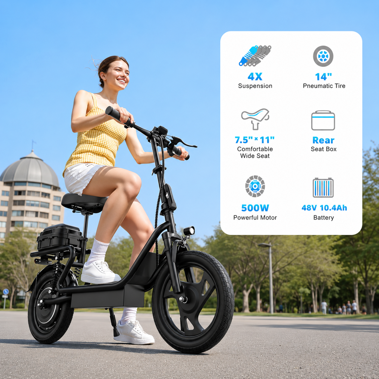 🔥Limited Sale🔥 500W Seated Electric Scooter – Fast, Foldable & Built for Daily Rides