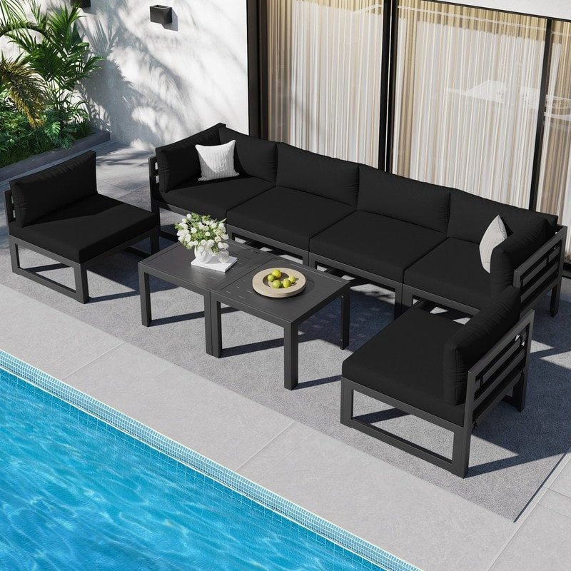FINCATI Aluminum Outdoor Patio Furniture Conversation Sectional Sofa Set