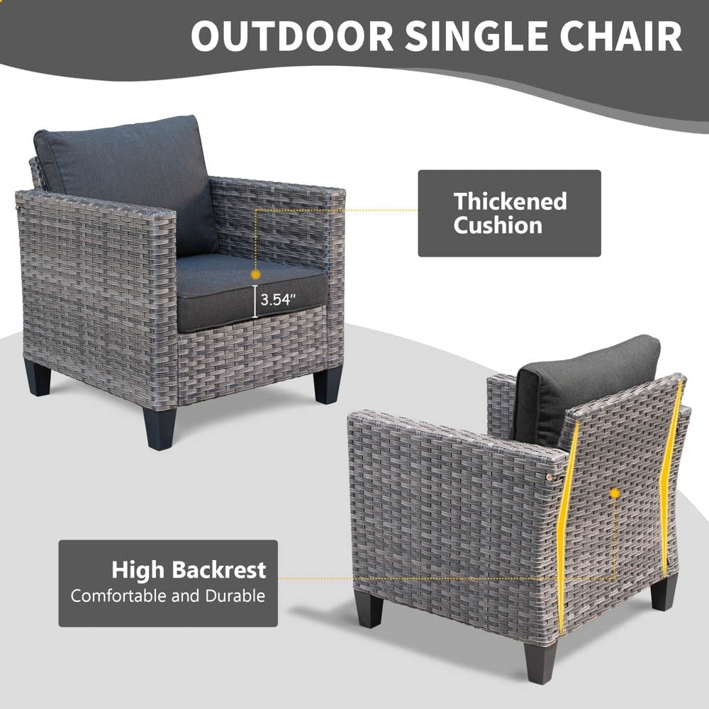 OVIOS 8-piece Patio Wicker Conversation Furniture Set with Swivel Chairs