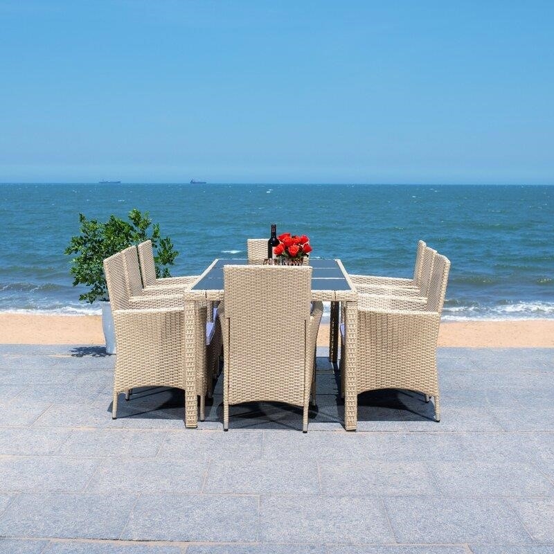 Hailee Rectangular 8 - Person 76.8'' Long Dining Set with Cushions