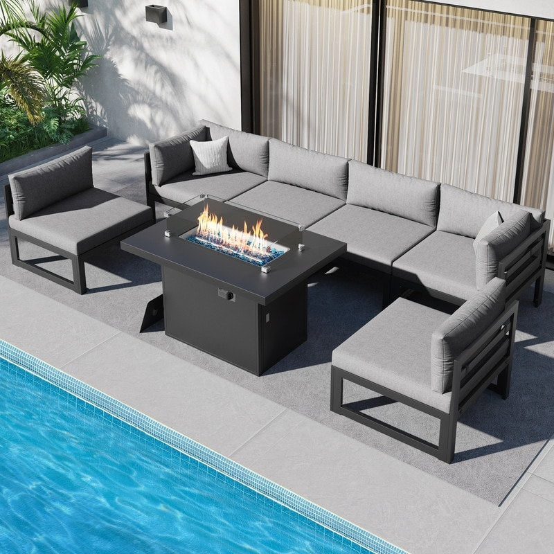 FINCATI Aluminum Outdoor Patio Furniture Conversation Sectional Sofa Set