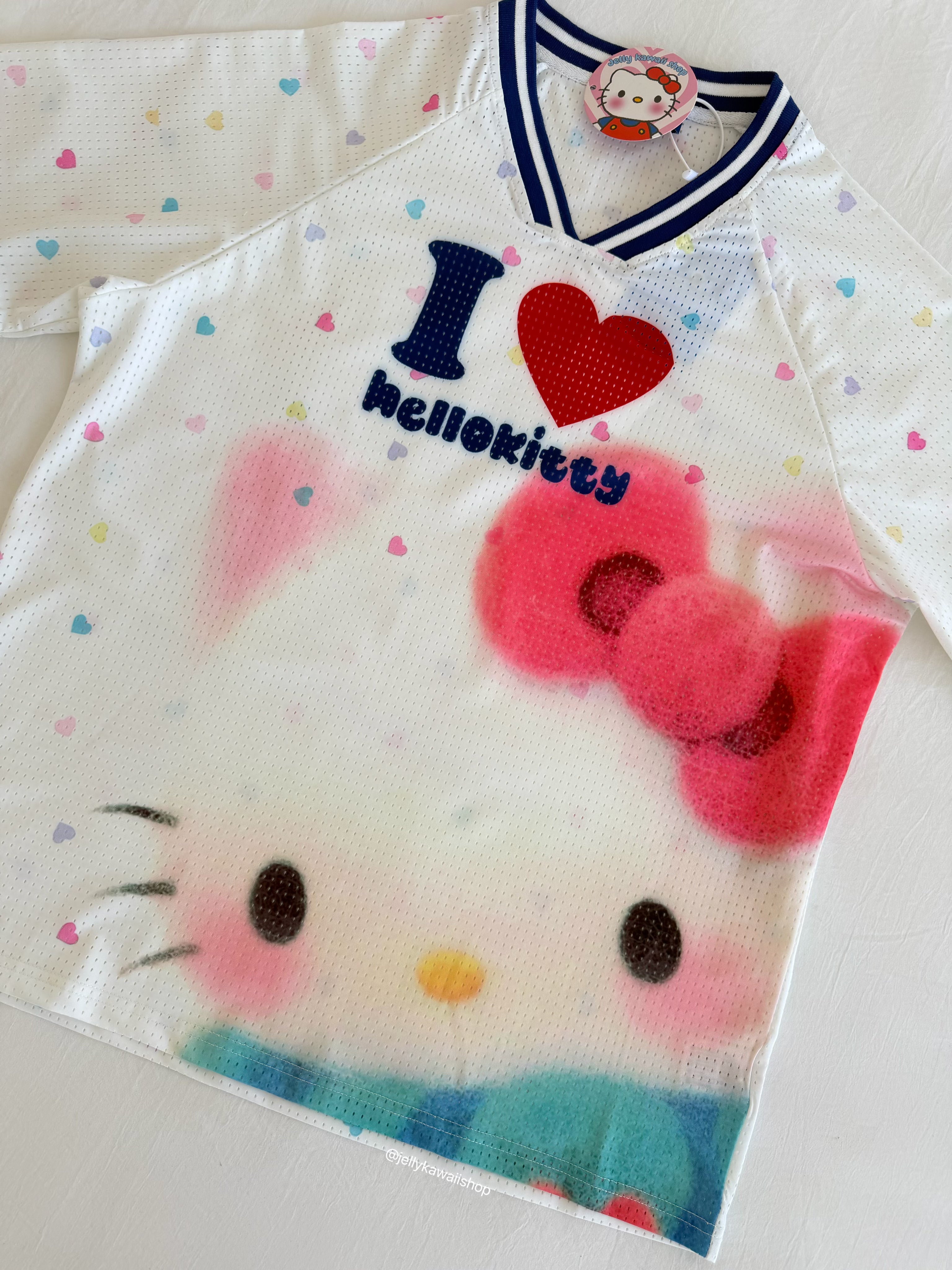 Hello Kitty White Jersey Loose T-Shirts