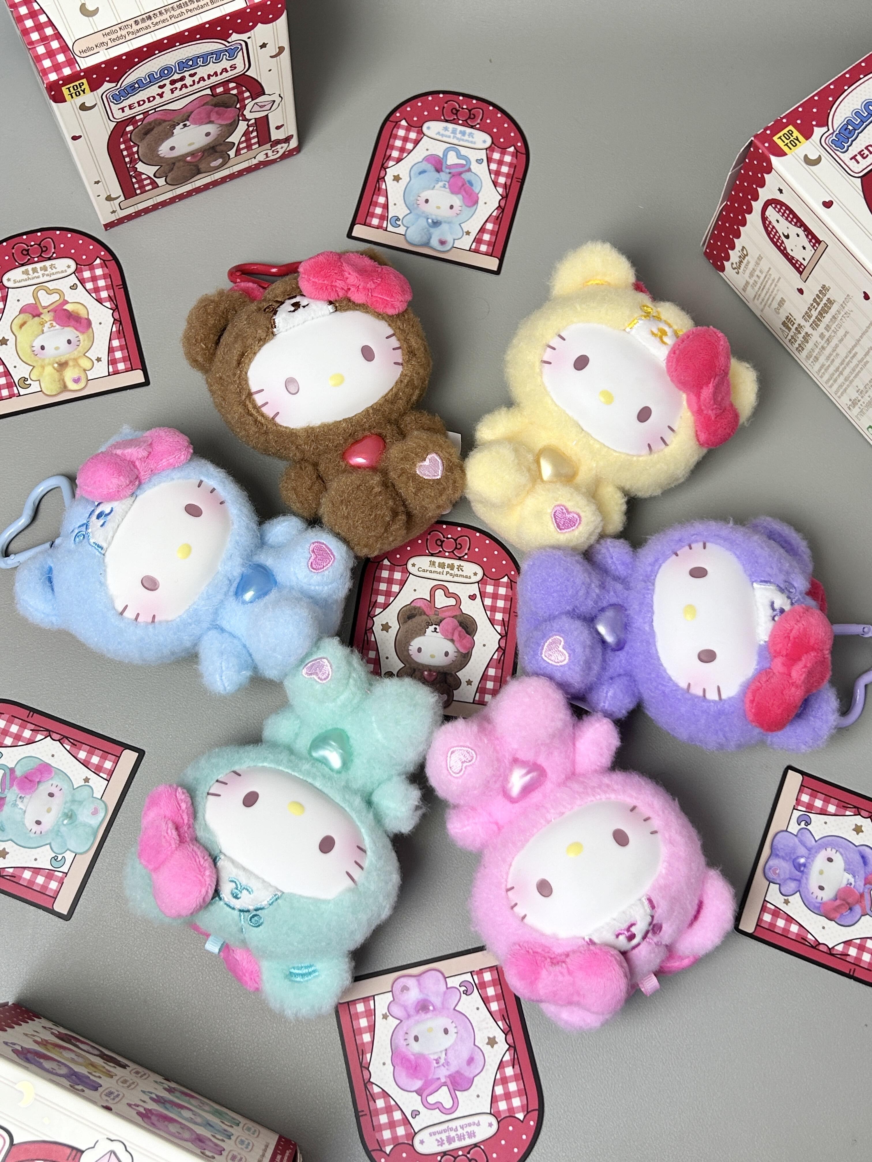 Hello Kitty Teddy Pajama Series Vinyl Plush Keychain Kitty Cat Blind Box Birthday Gift