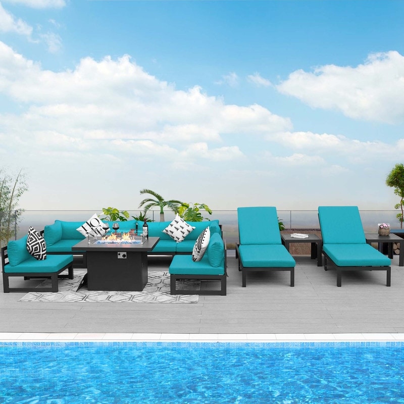 FINCATI Aluminum Outdoor Patio Furniture Conversation Sectional Sofa Set