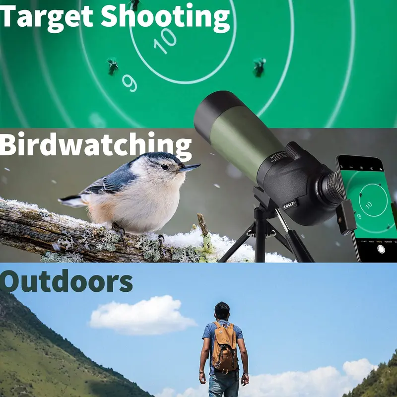 Yoelerey 25-75x60 Spotting Scope with Tripod for Outdoor Bird Watching and Wildlife Observation