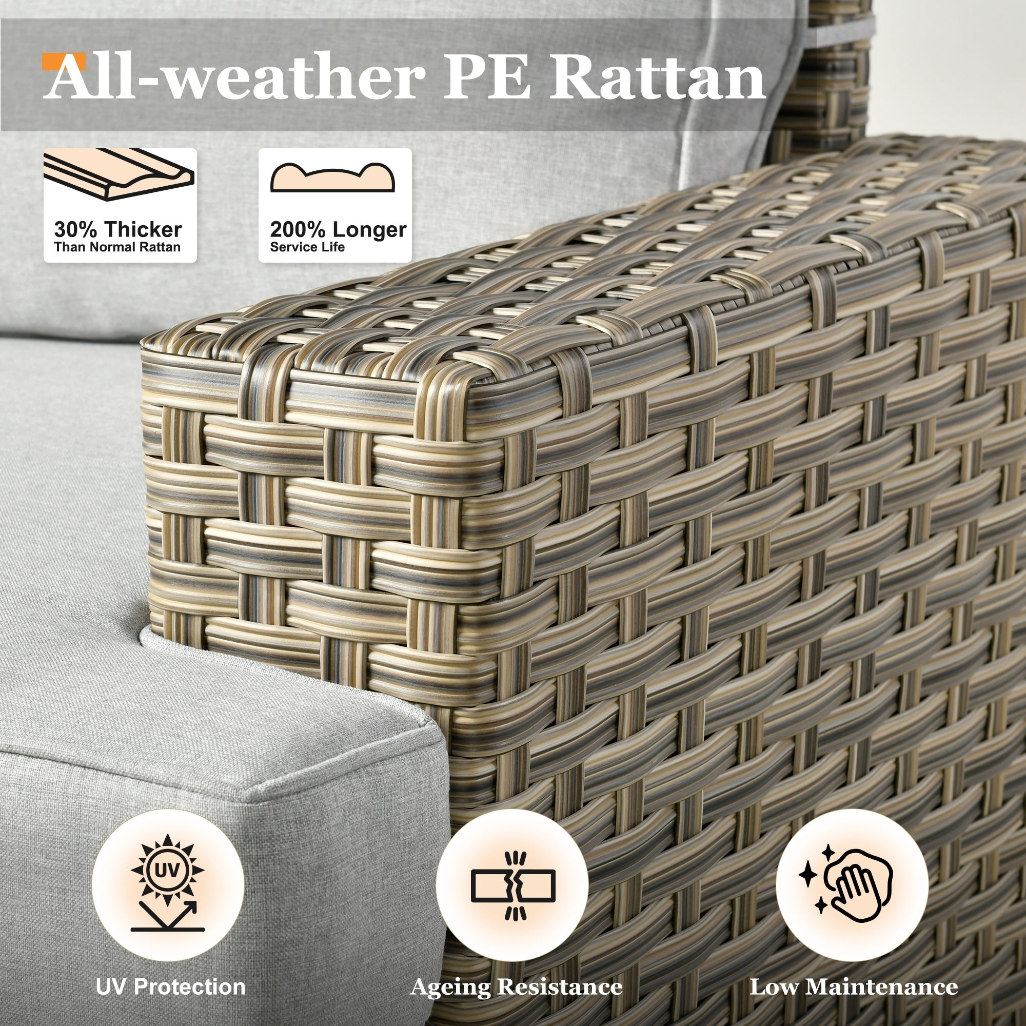 XIZZI 9-piece Outdoor Wicker Patio Furniture Set with Swivel Chairs