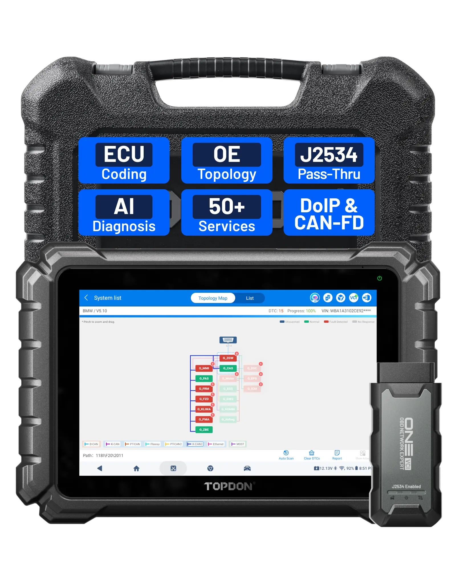 10.1-Inch Bidirectional OBD2 Scanner (One) with ECU Coding