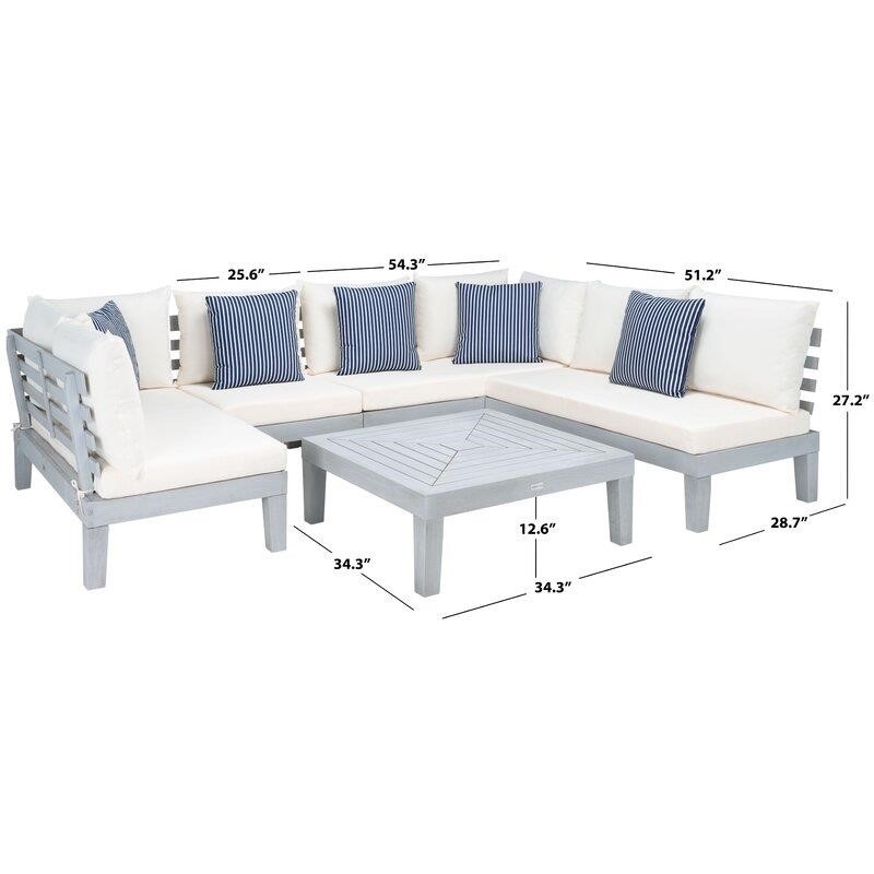 Greta Solid Wood 5 - Person Seating Group with Cushions