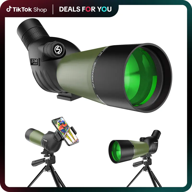 Yoelerey 25-75x60 Spotting Scope with Tripod for Outdoor Bird Watching and Wildlife Observation