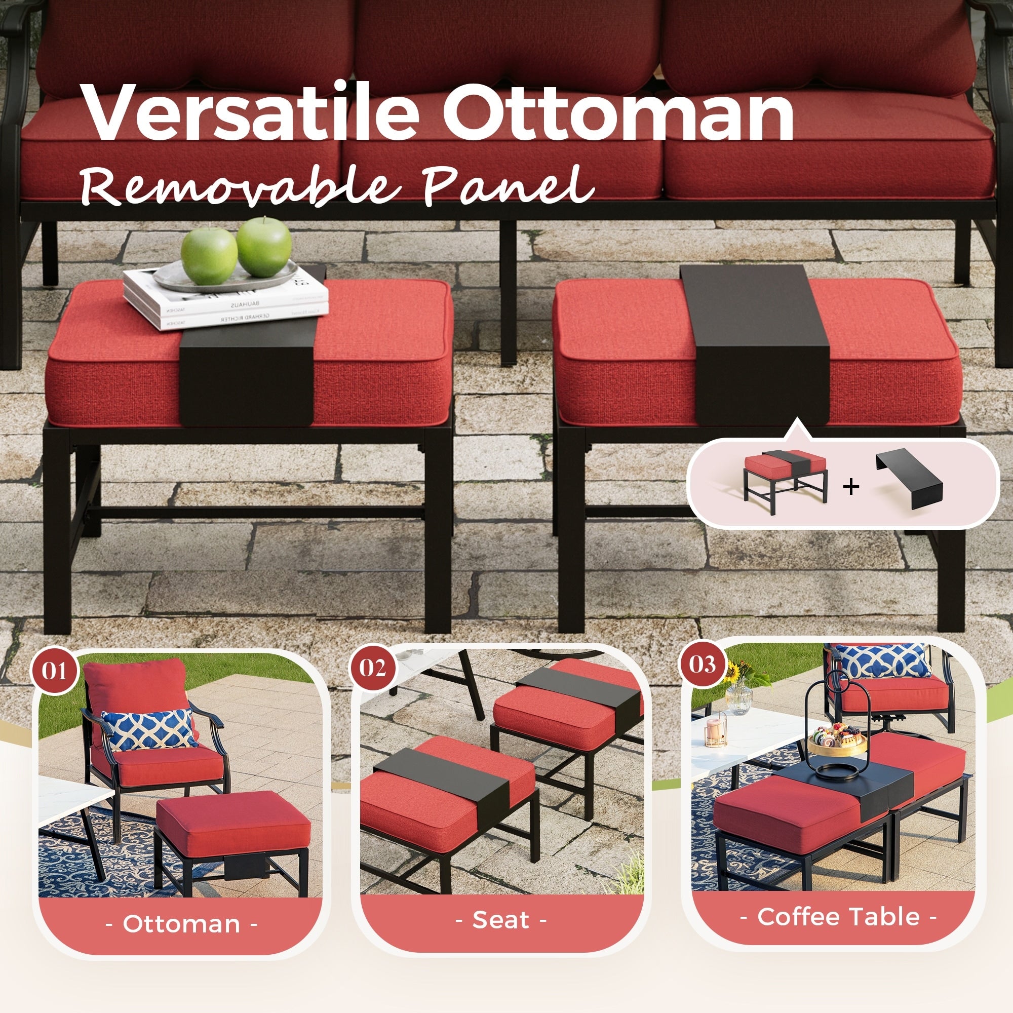 MAISON ARTS Outdoor Sofa Set 4/6-Piece Patio Conversation Set with 45'' Gas Fire Pit Table
