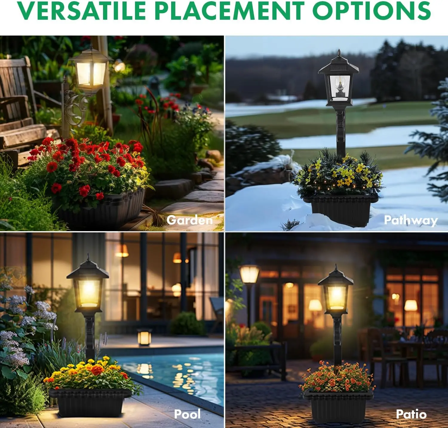 Hoodink Solar Lamp Post Light with Planter Waterproof Outdoor Patio Decor