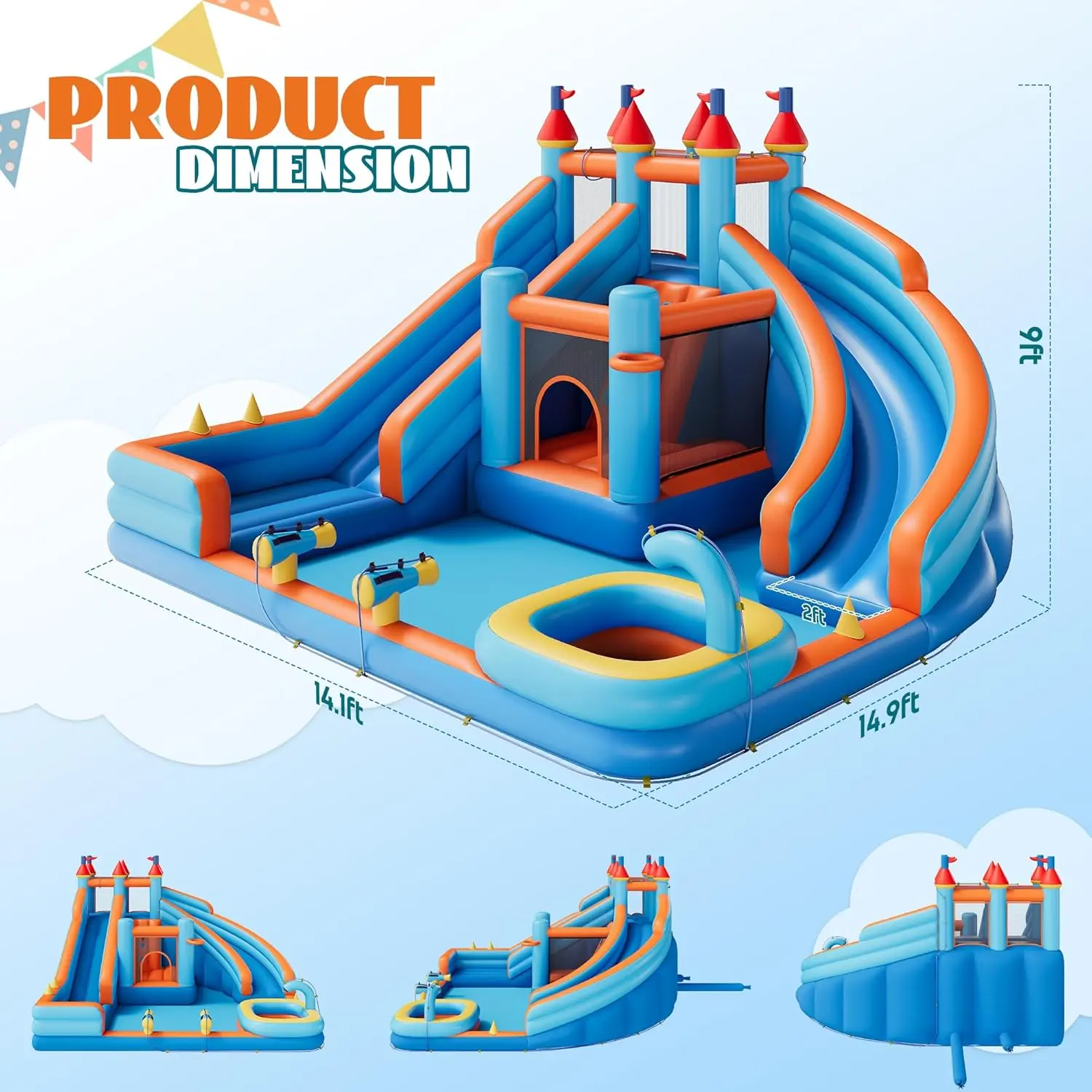 ⚡ Last Chance Sale⚡Inflatable Trampoline, Portable Home Pool Play Area