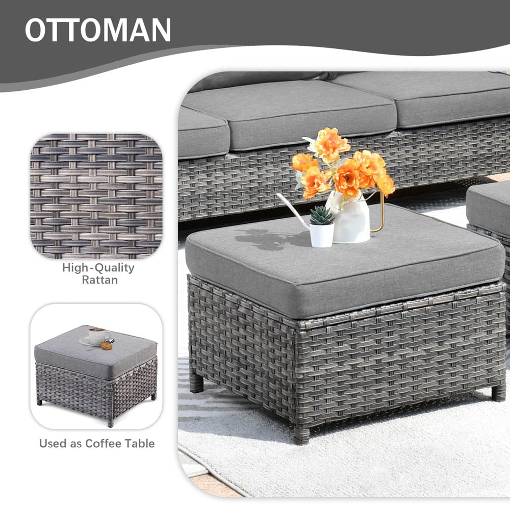 OVIOS 8-piece Patio Wicker Conversation Furniture Set with Swivel Chairs