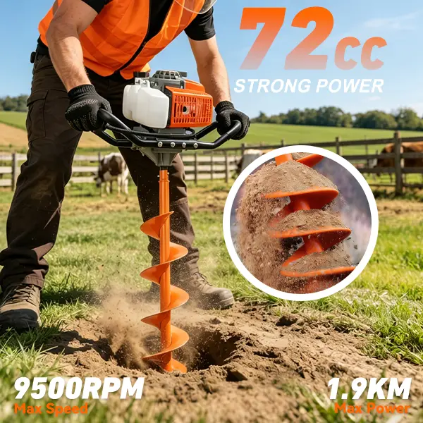 🔥 Special Offer — 72cc Gas-Powered Earth Auger with Drill Bit Options for Fence Posts & Planting 🌱
