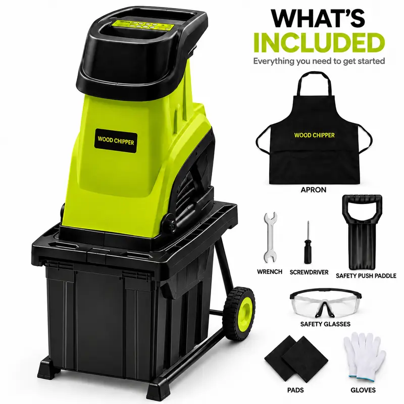 Electric Wood Chipper Shredder, 15-Amp Portable Yard Mulcher