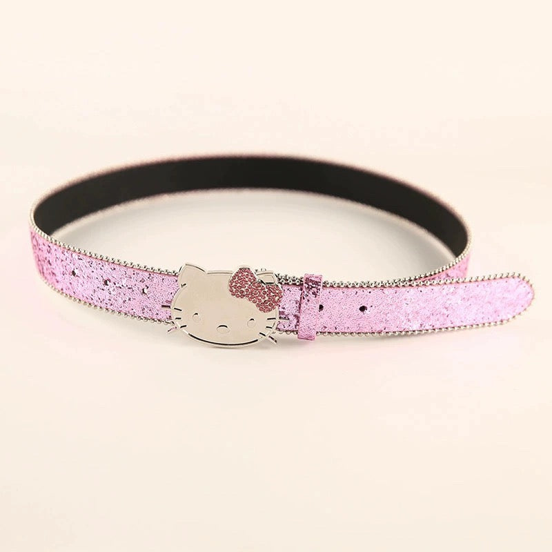 Hellokitty Rhinestone Belt Y2k Belt Cowgirl Leather Belt