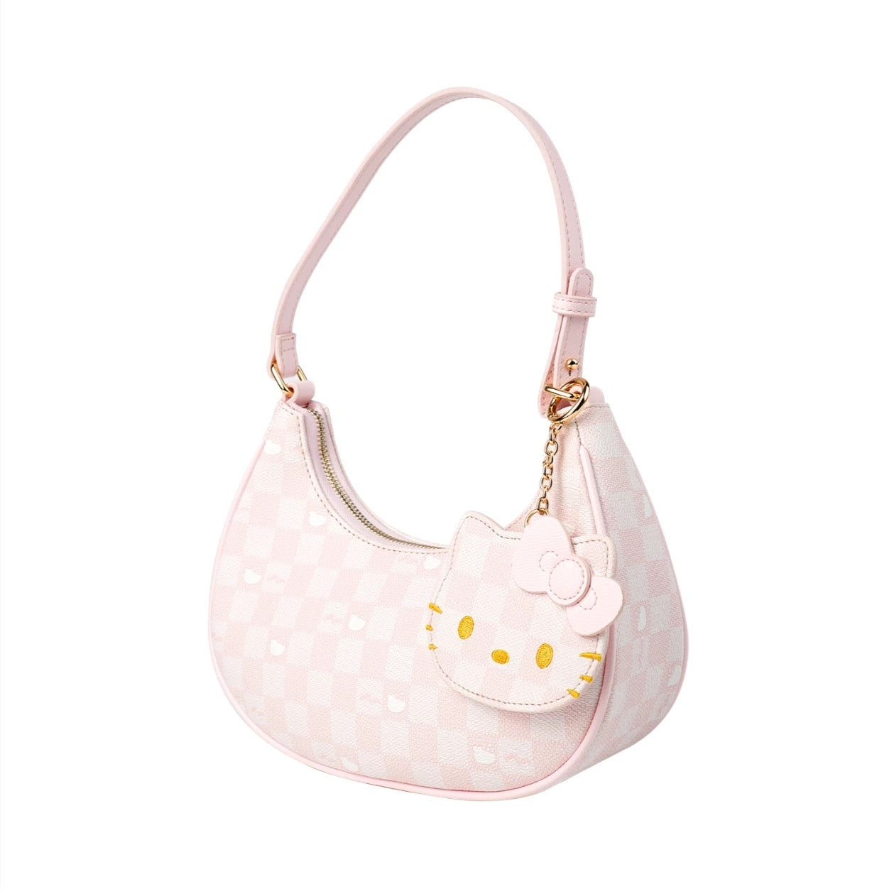Hellokitty Pink Clutch Tote Purse Handbags With Mirrored Bag Charms