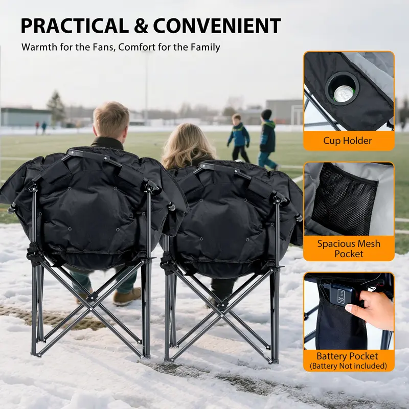 🔥Last Chance Sale🔥Heated Armrest Camping Chair with 3 Heat Levels, Oxford Fabric, Supports 400 lbs