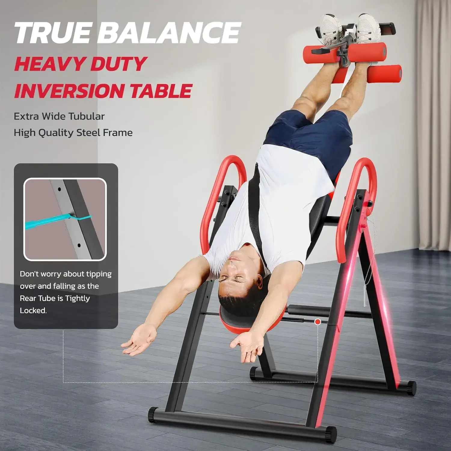 Heavy Duty Gravity Inversion Table | Adjustable Safety Belt & Headrest for Back Pain Relief Home Therapy