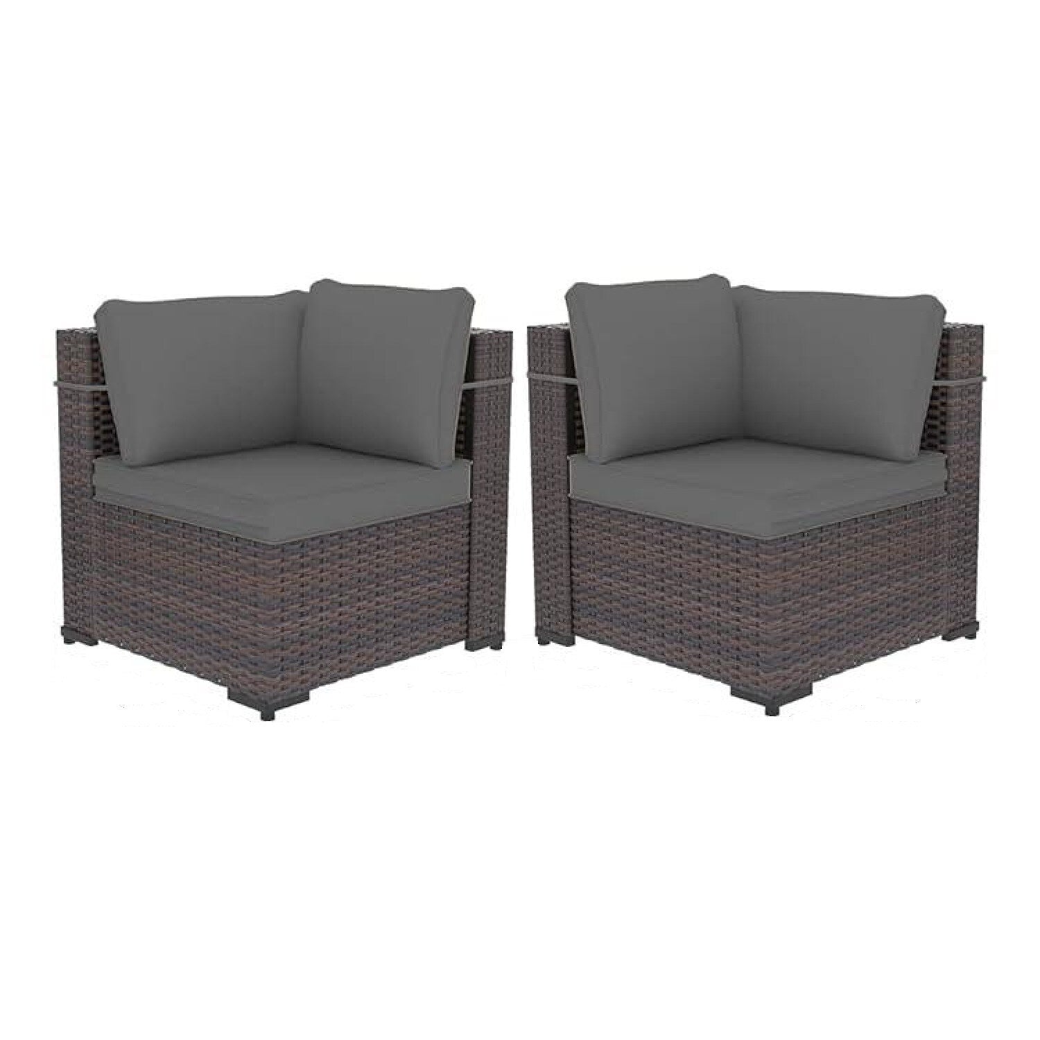 Outdoor Rattan Sectional Sofa Set, Patio Furniture Conversation Set with Fire Pit Table