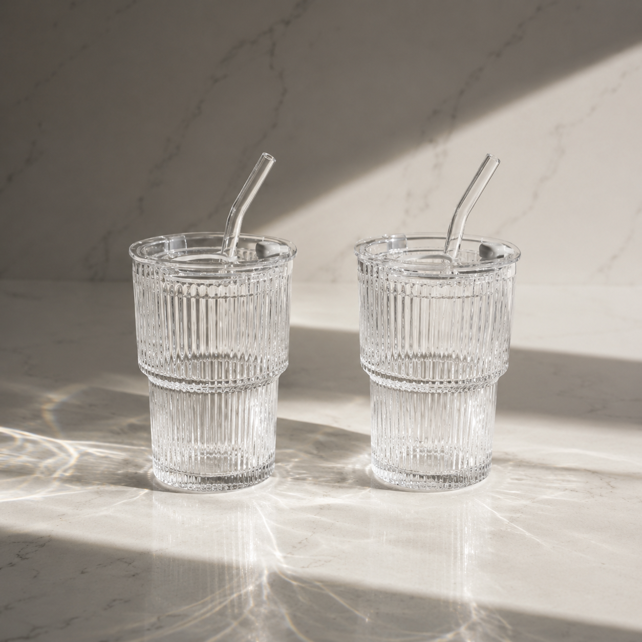 ✨ Elegant Striped Glass Cup Set