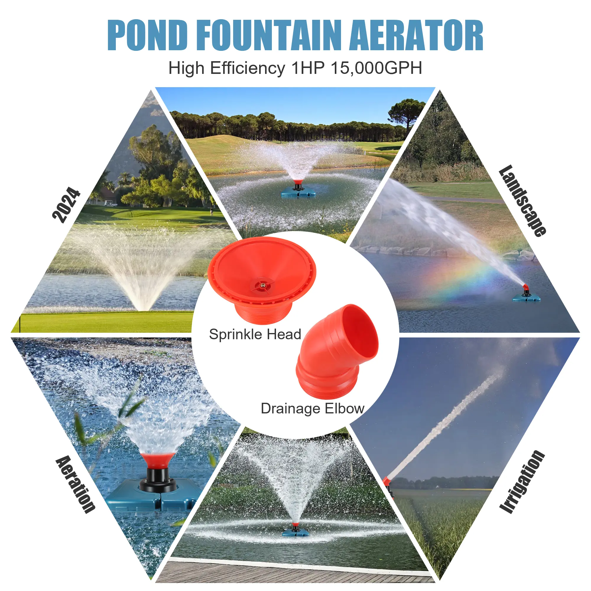 Pond Fountain Aerator F1 1HP Outdoor Water Fountain Pump