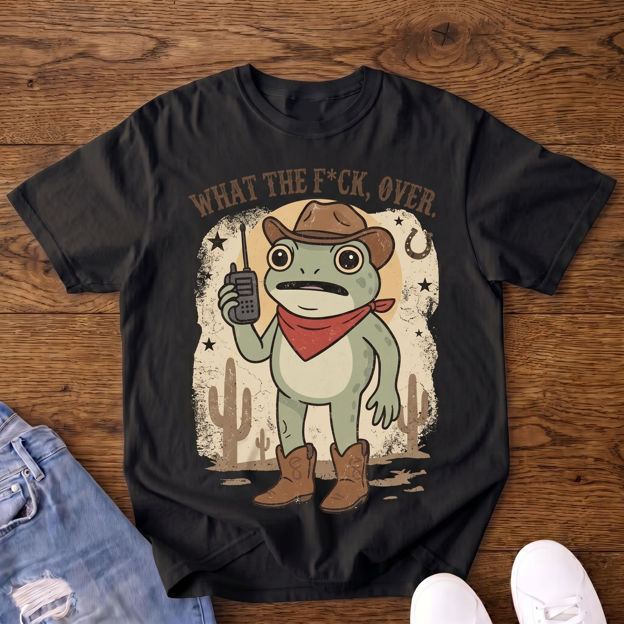 What The F*ck, Over! Cowboy Frog Graphic T-Shirt