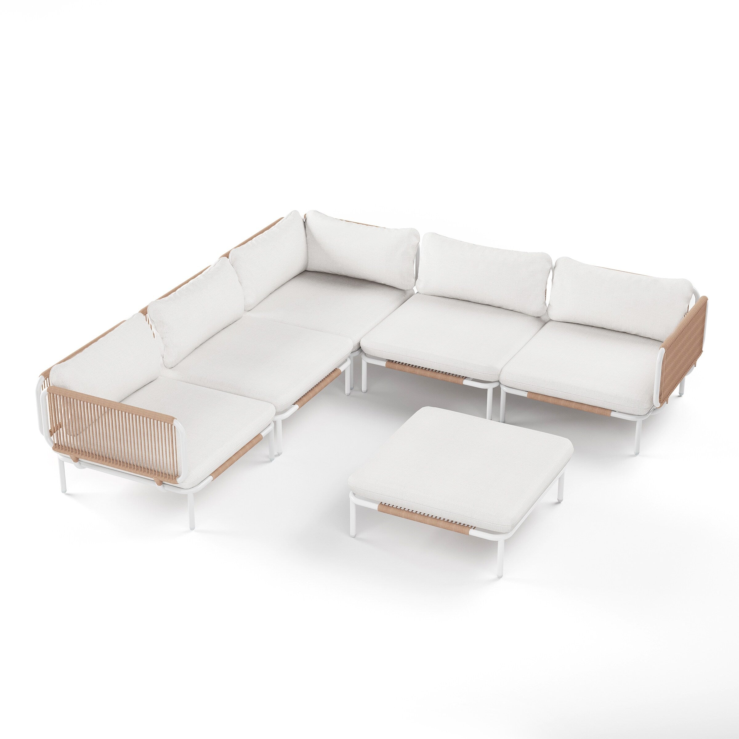 Outdoor Cushioned Sectional Sofa Chat Set Patio Furniture Conversation Set, Free Combination