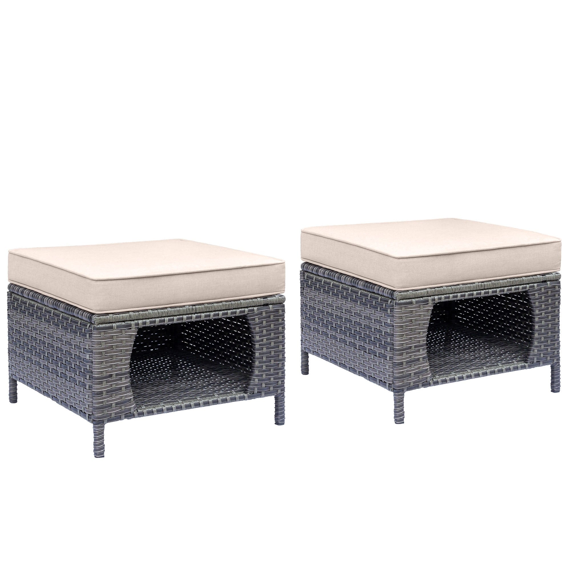 Outdoor Patio Furniture Set-Wicker Patio Conversation Swivel Chair Set