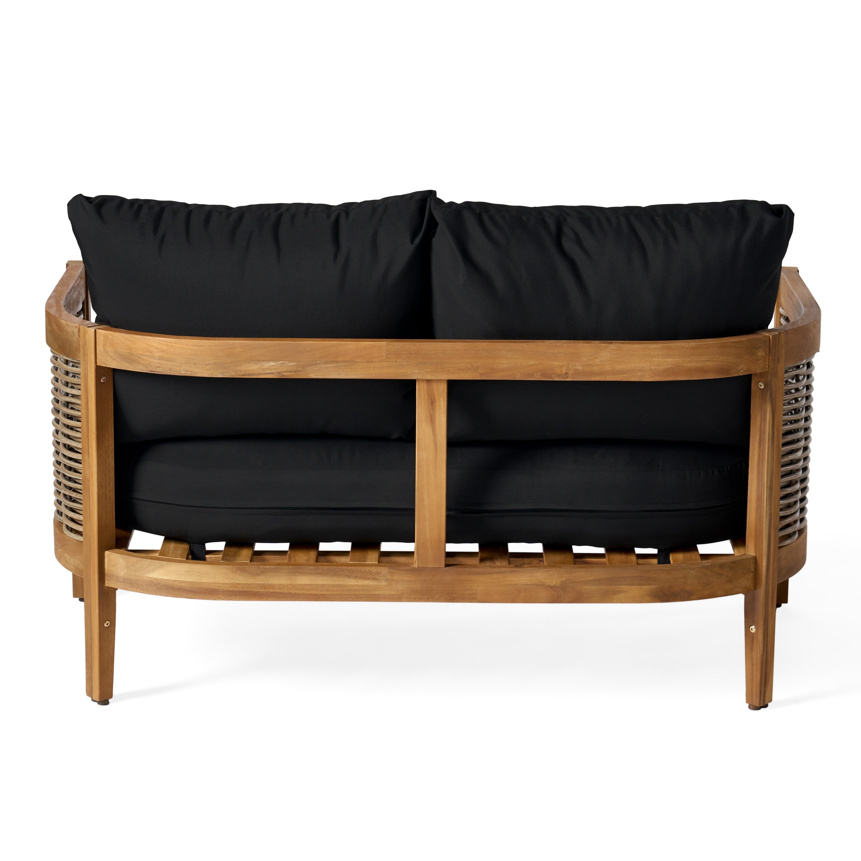 Burchett Outdoor Acacia Wood and Wicker 4 Seater Chat Set with Optional Sunbrella Cushions by Christopher Knight Home