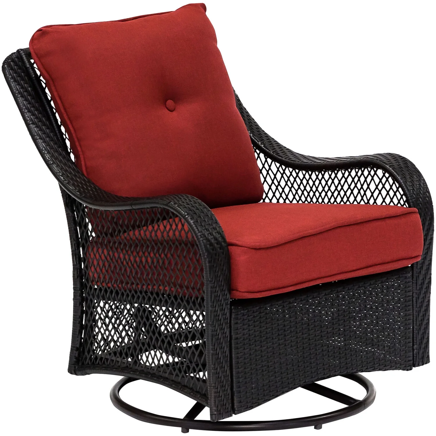 Orleans 5-Piece Fire Pit Chat Set with 4 Woven Swivel Gliders and 26 Inch Square Fire Pit Table, Autumn Berry