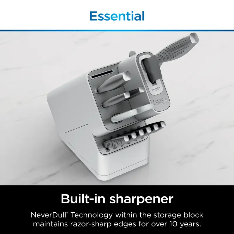 🔪 Special Offer — 12-Piece Stainless Steel Kitchen Knife Set with Built-In Sharpener & White Storage Block ✨