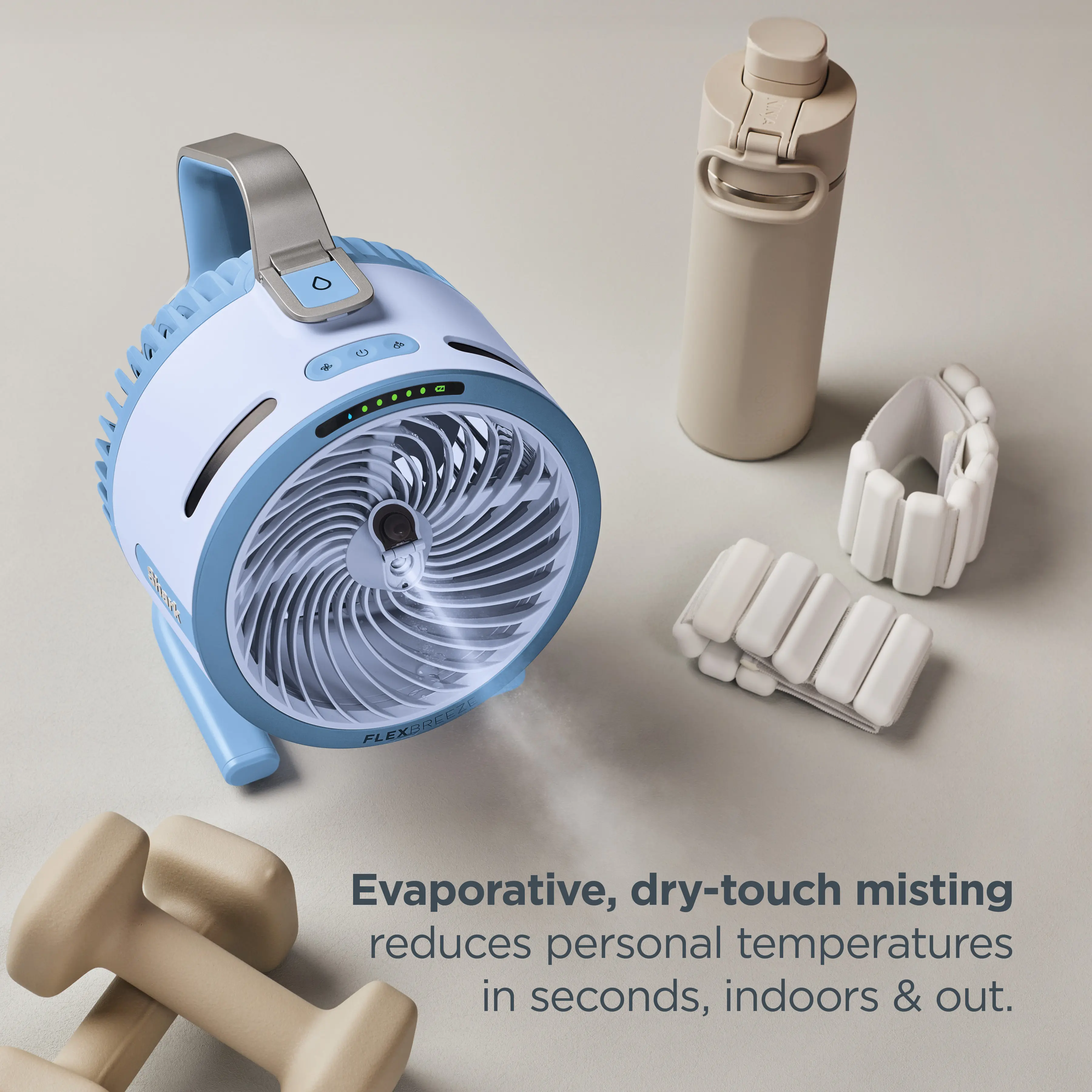 Portable HydroGo Pro evaporative cooler fan, lightweight energy-saving water cooling unit for patio, camping, RV outdoor cooling, quiet portable swamp air cooler.