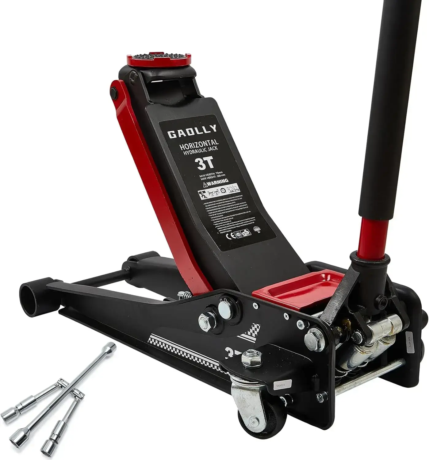 3 Ton Low Profile, Heavy-Duty Steel Racing Floor Jack with Dual Pistons Quick Lift Pump, with Lug Wrench Lifting Range 3.35