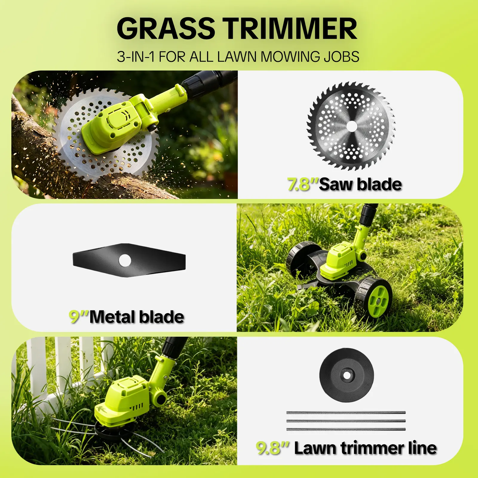 🔥 Flash Sale🔥 | Cordless Lawn Mower & Trimmer with 2 Batteries – Lightweight Garden Tool