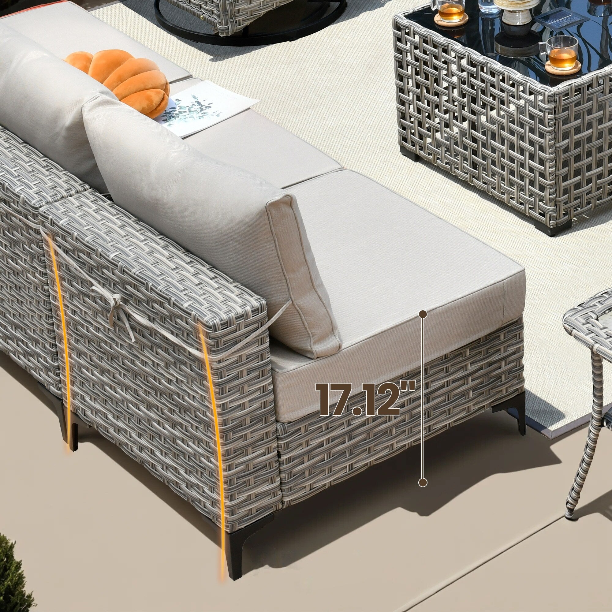 XIZZI 10-piece Patio Furniture Wicker Sectional Set with Swivel Chair