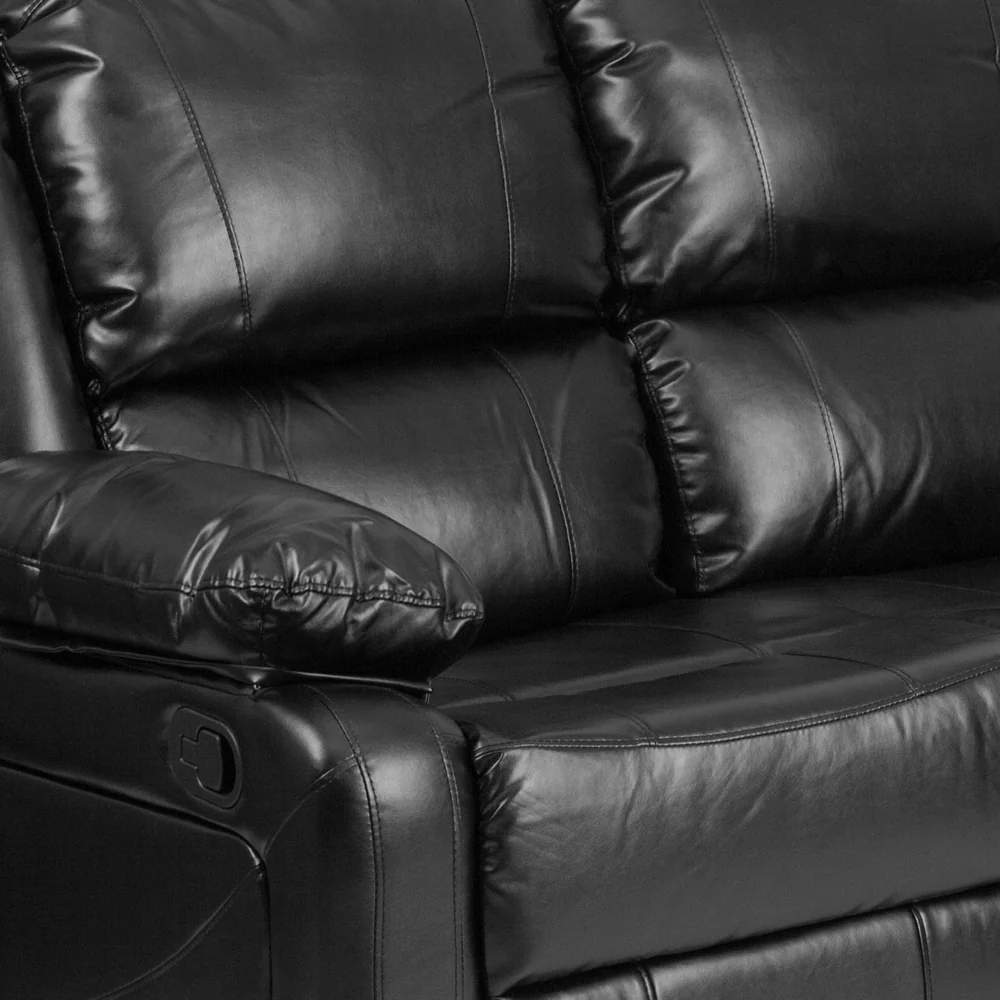 Harmony Series Reclining Loveseat with Plush Pillow-Back Cushions for Ultimate Comfort & Style - Black LeatherSoft