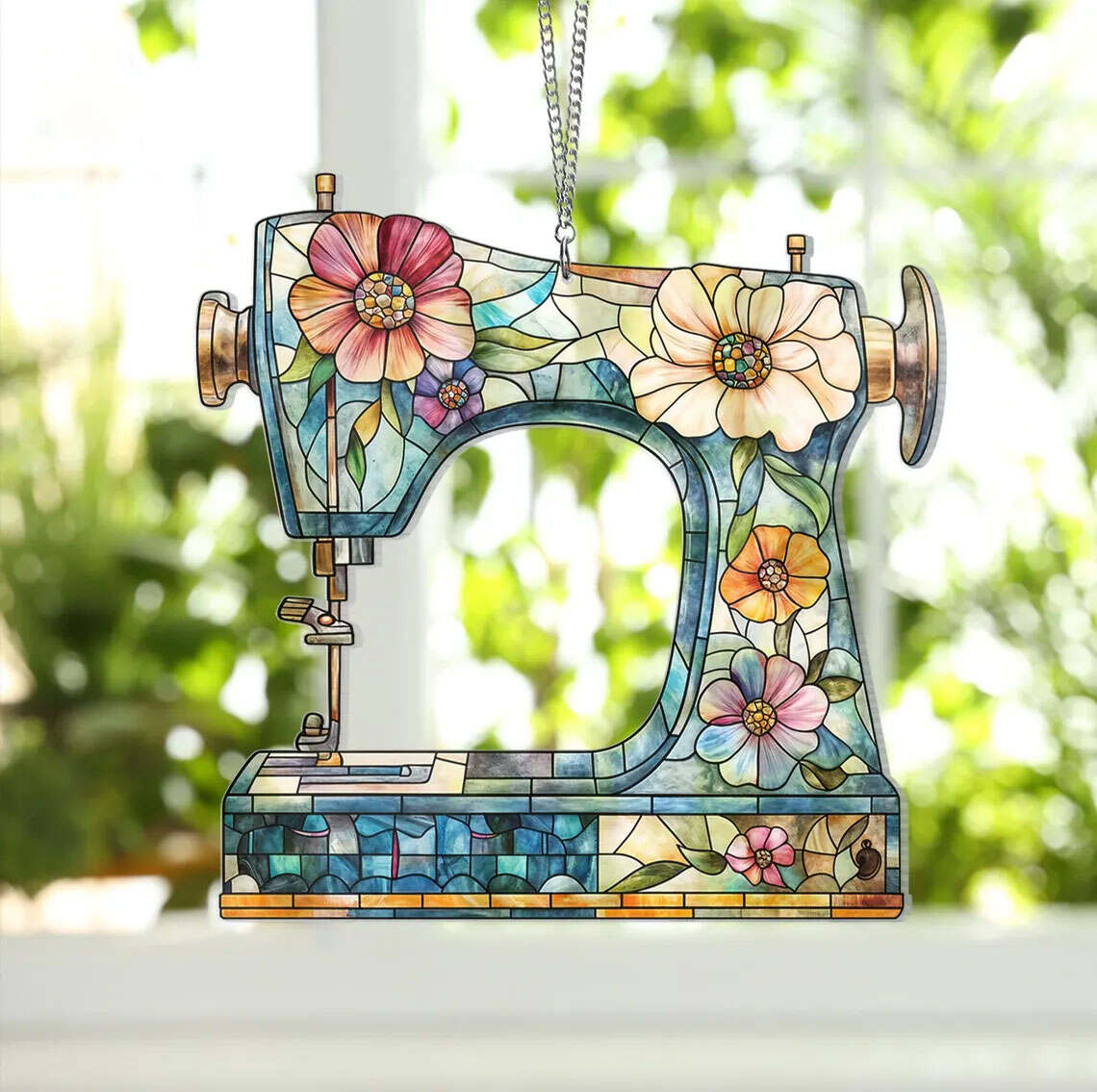 Sewing Machine Suncatcher Ornament