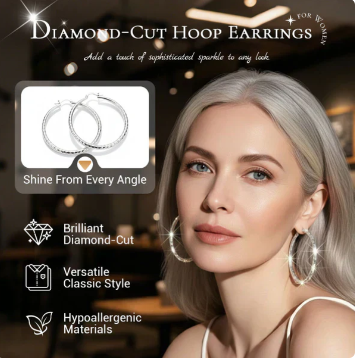 ✨ Classic Textured Silver Hoop Earrings