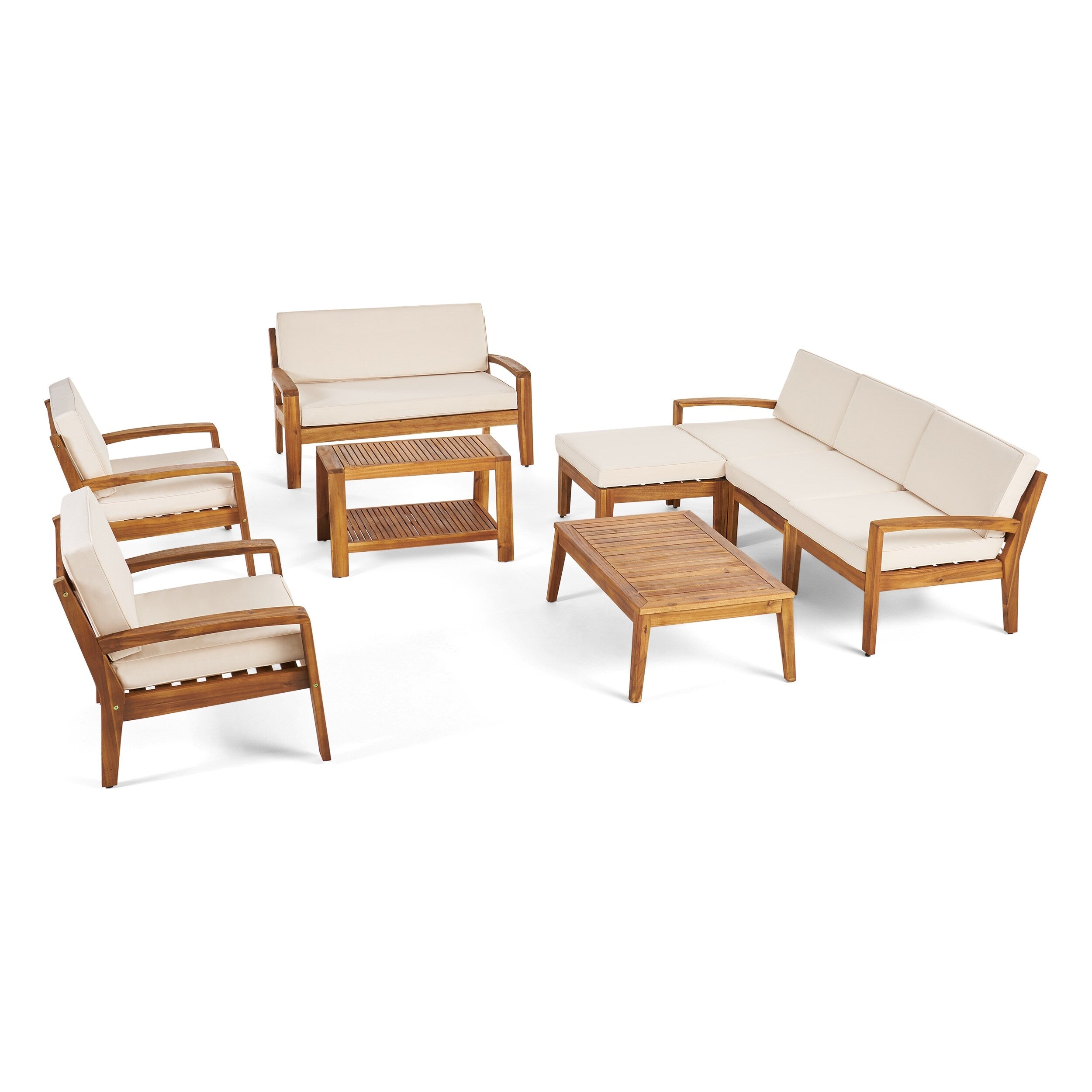 Grenada 7-Seater Sectional Sofa Chat Set with Ottoman by Christopher Knight Home