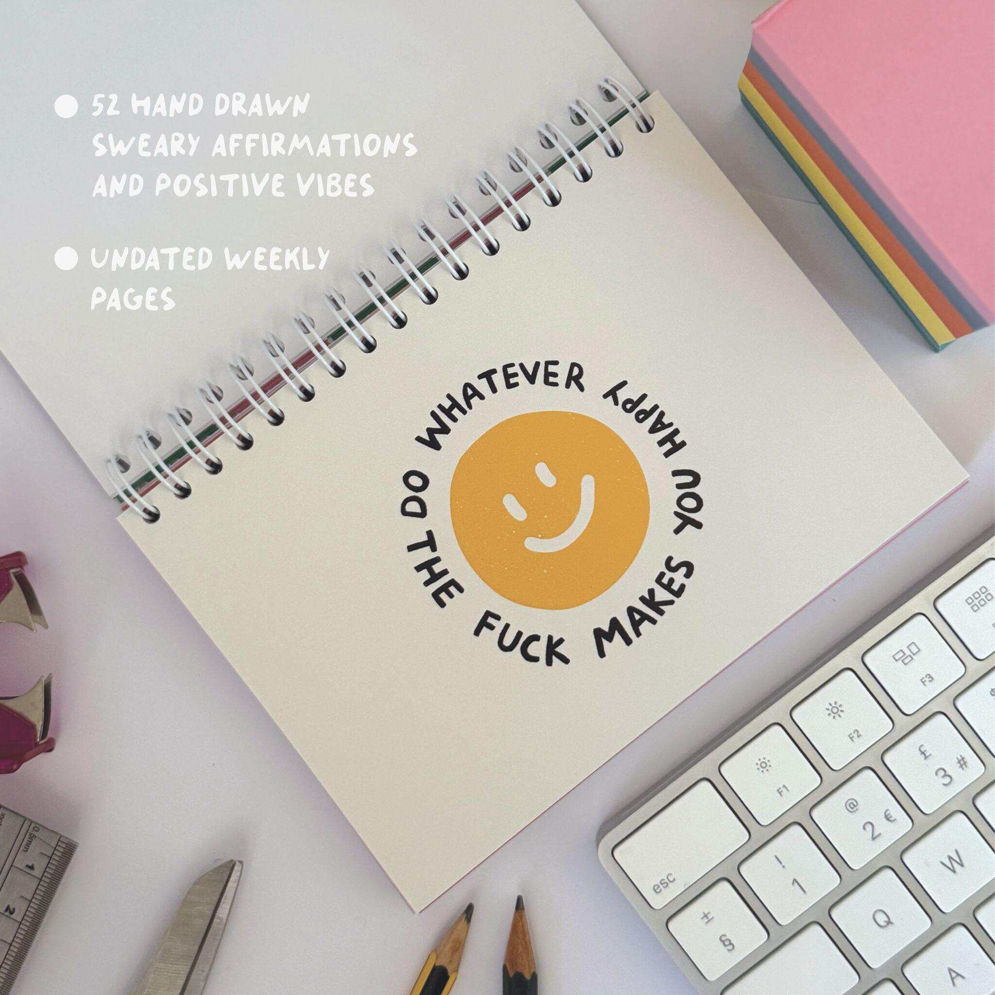 Sweary Affirmation Desk Flip Chart Desk Pad Book | 52 Weeks of Positive F*cking Vibes