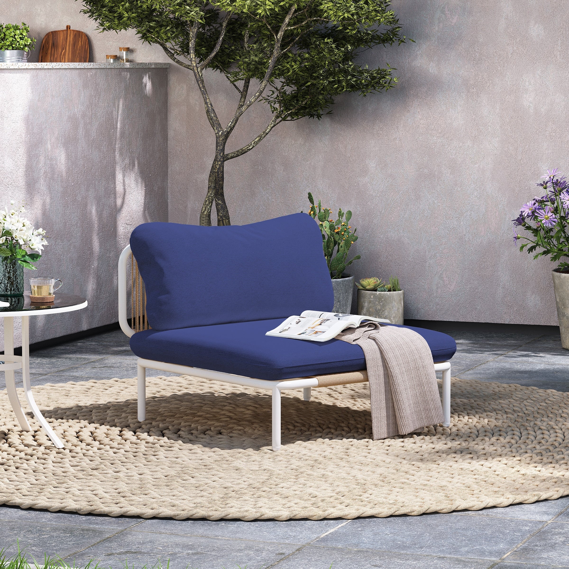 Outdoor Cushioned Sectional Sofa Chat Set Patio Furniture Conversation Set, Free Combination