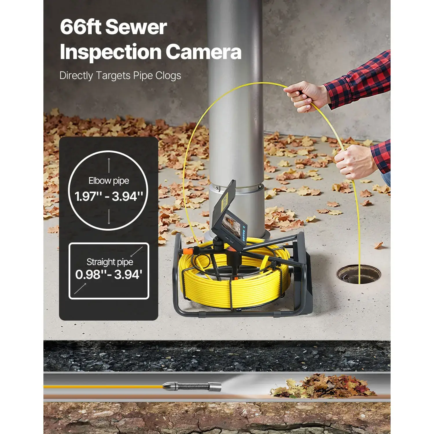 Sewer Camera 65.6FT with 4.3