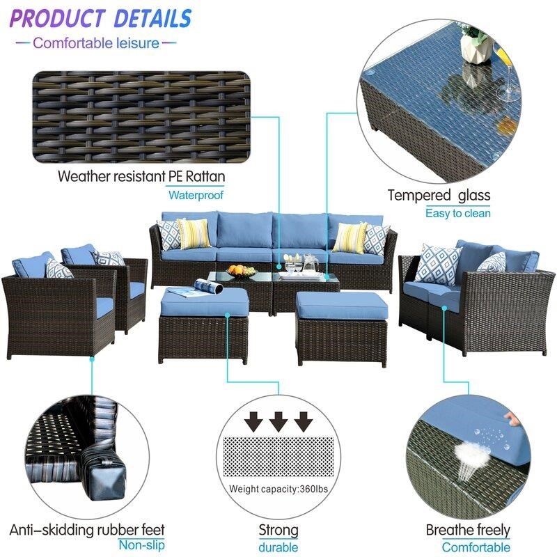 Cassville Wicker/Rattan 10 - Person Seating Group with Cushions