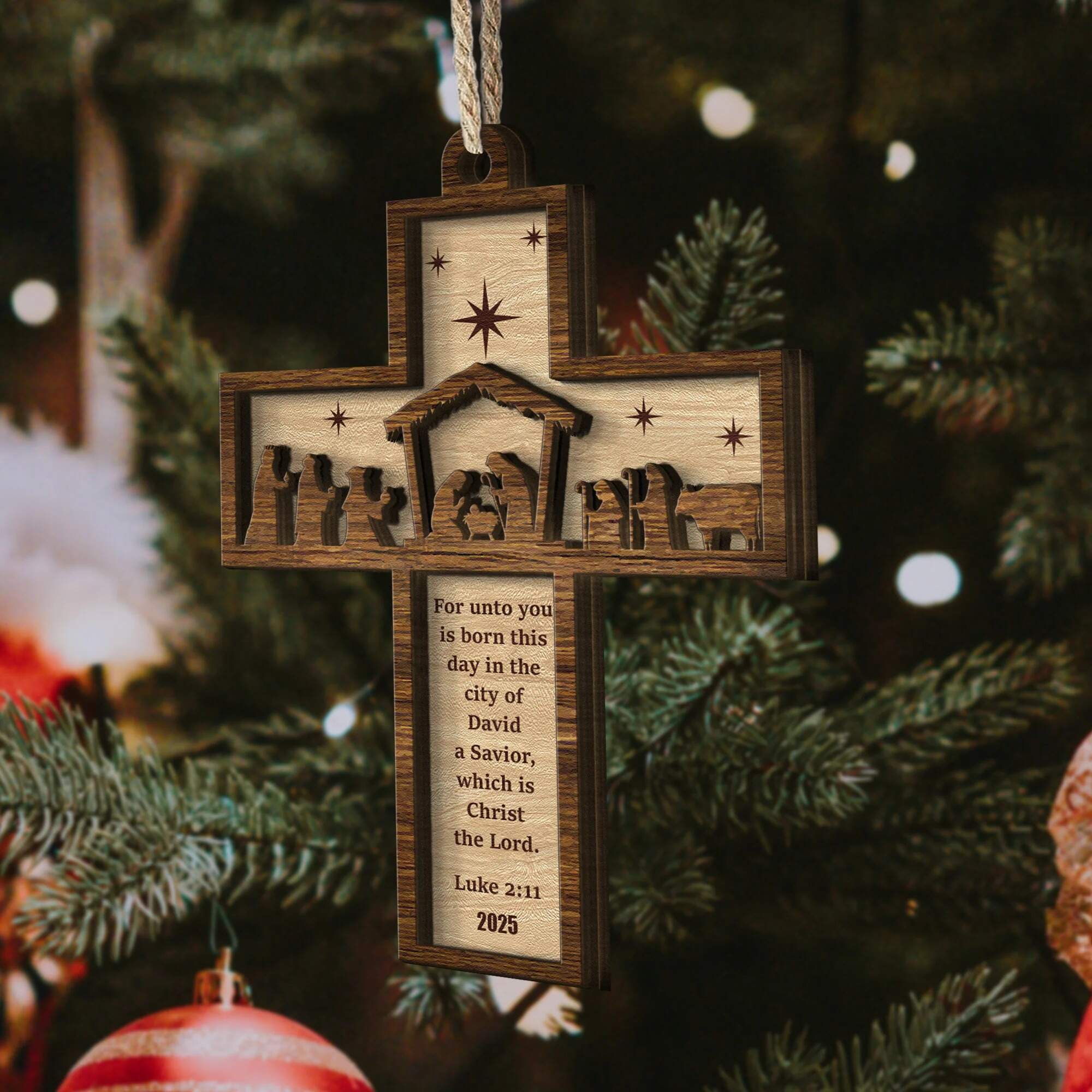 Nativity Cross Ornament 2025