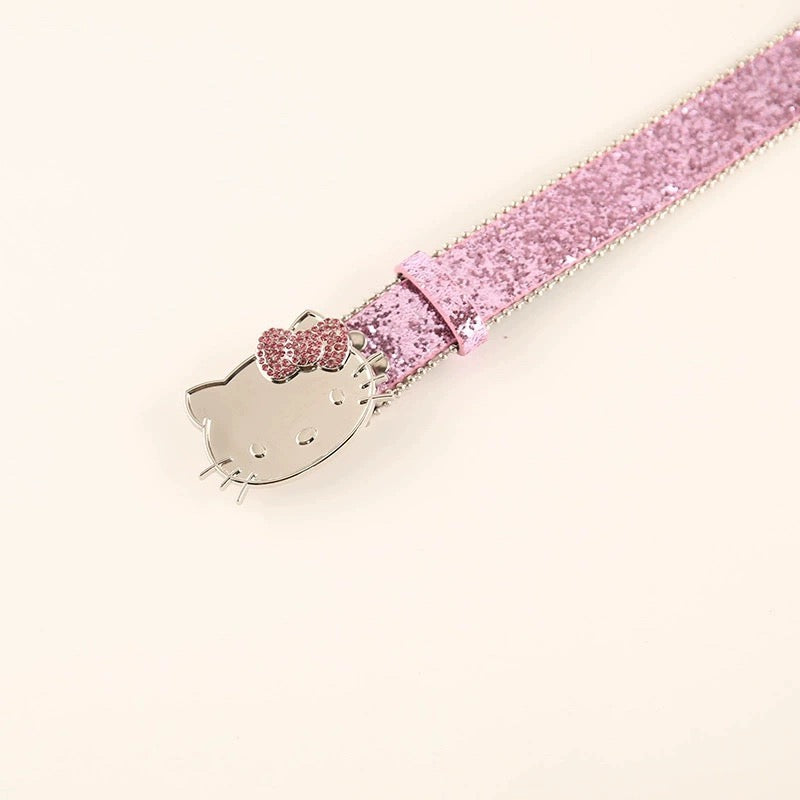 Hellokitty Rhinestone Belt Y2k Belt Cowgirl Leather Belt