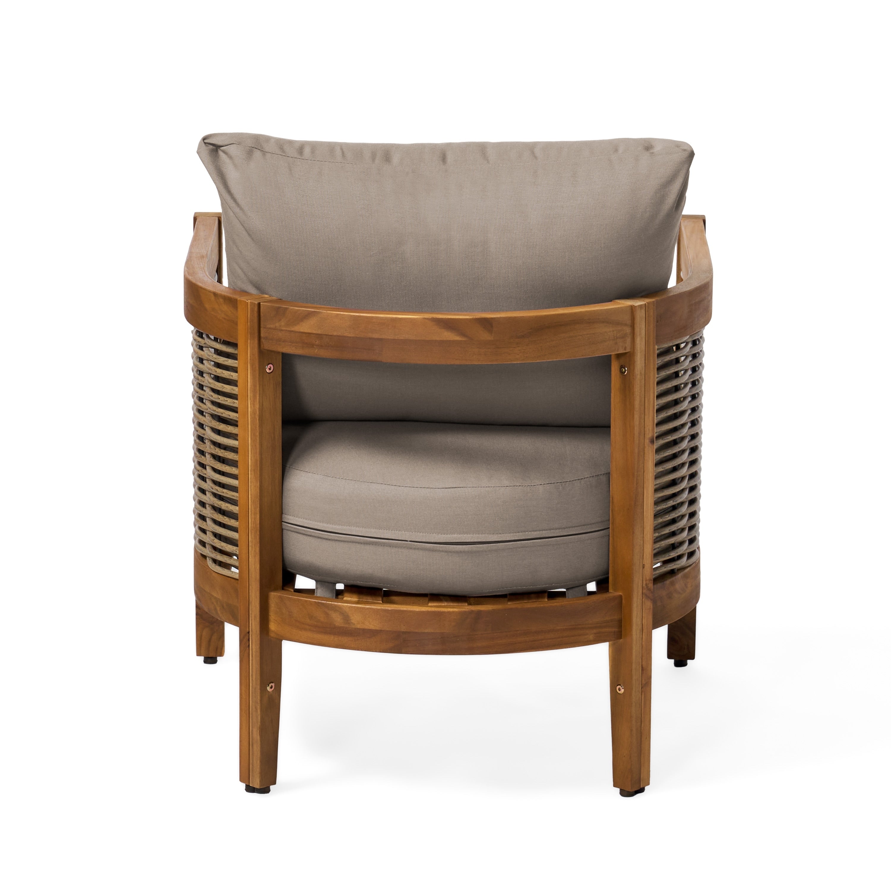Burchett Outdoor Acacia Wood and Wicker 4 Seater Chat Set with Optional Sunbrella Cushions by Christopher Knight Home